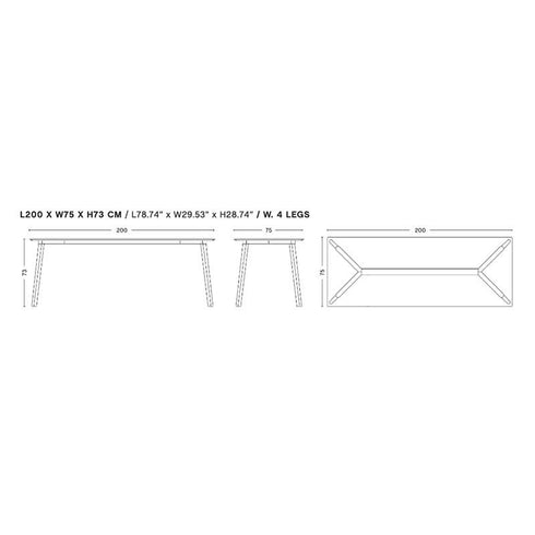 Copenhague Deux CPH 210 Table 200x75cm